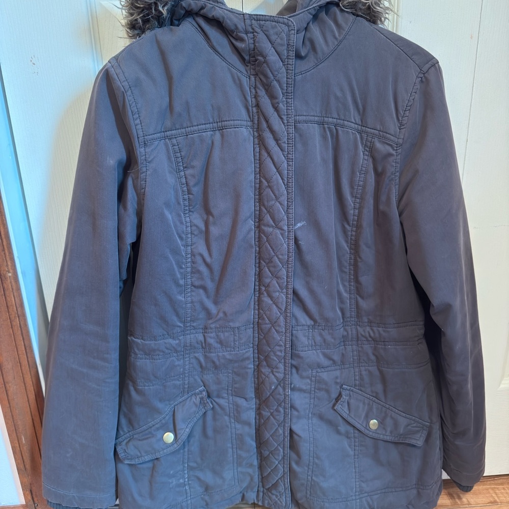 Gray Hooded Winter Jacket